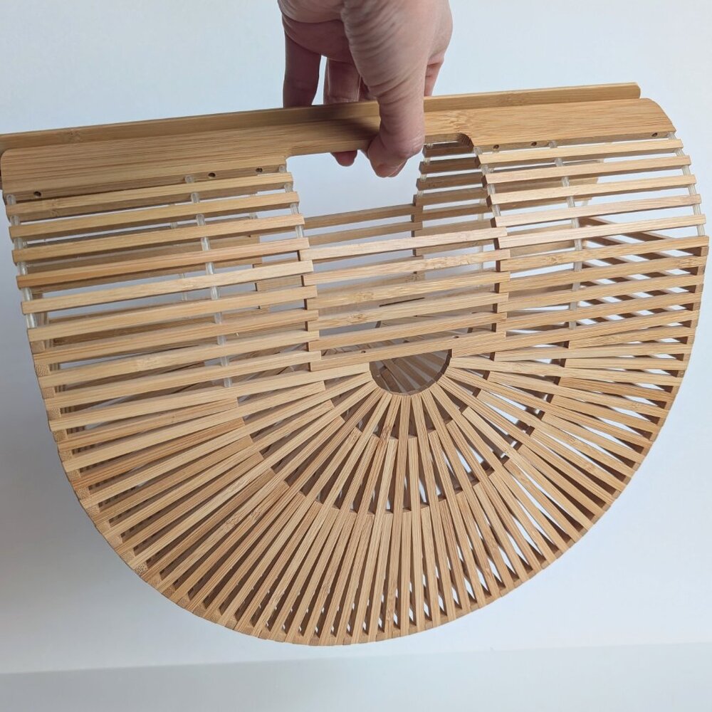 Womens Bamboo Ark Bag Top Handle Handbag Summer Beach Sea Tote Bag